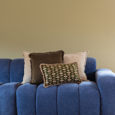 Kotabo decorative cushion plain green with fringes – 45 x 45 cm – ''Olive Oasis''