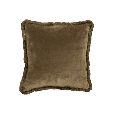 Kotabo Dekokissen uni grün mit Fransen – 45 x 45 cm – „Olive Oasis“