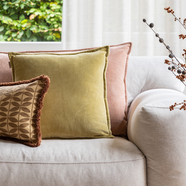 Kotabo sierkussenset Danaé – Set van 3 kussens – Pretty in Pink, Pistache & Beige