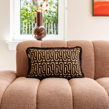 Kotabo Zierkissen mit Swirl-Print und Fransen – 30 x 50 cm – Chocolate Chic