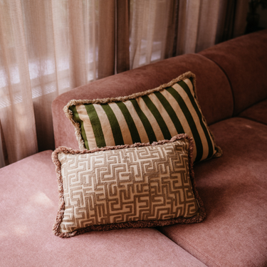 Kotabo Mila Dekokissen-Set – 2 Kissen – Olivgrün &amp; Beige