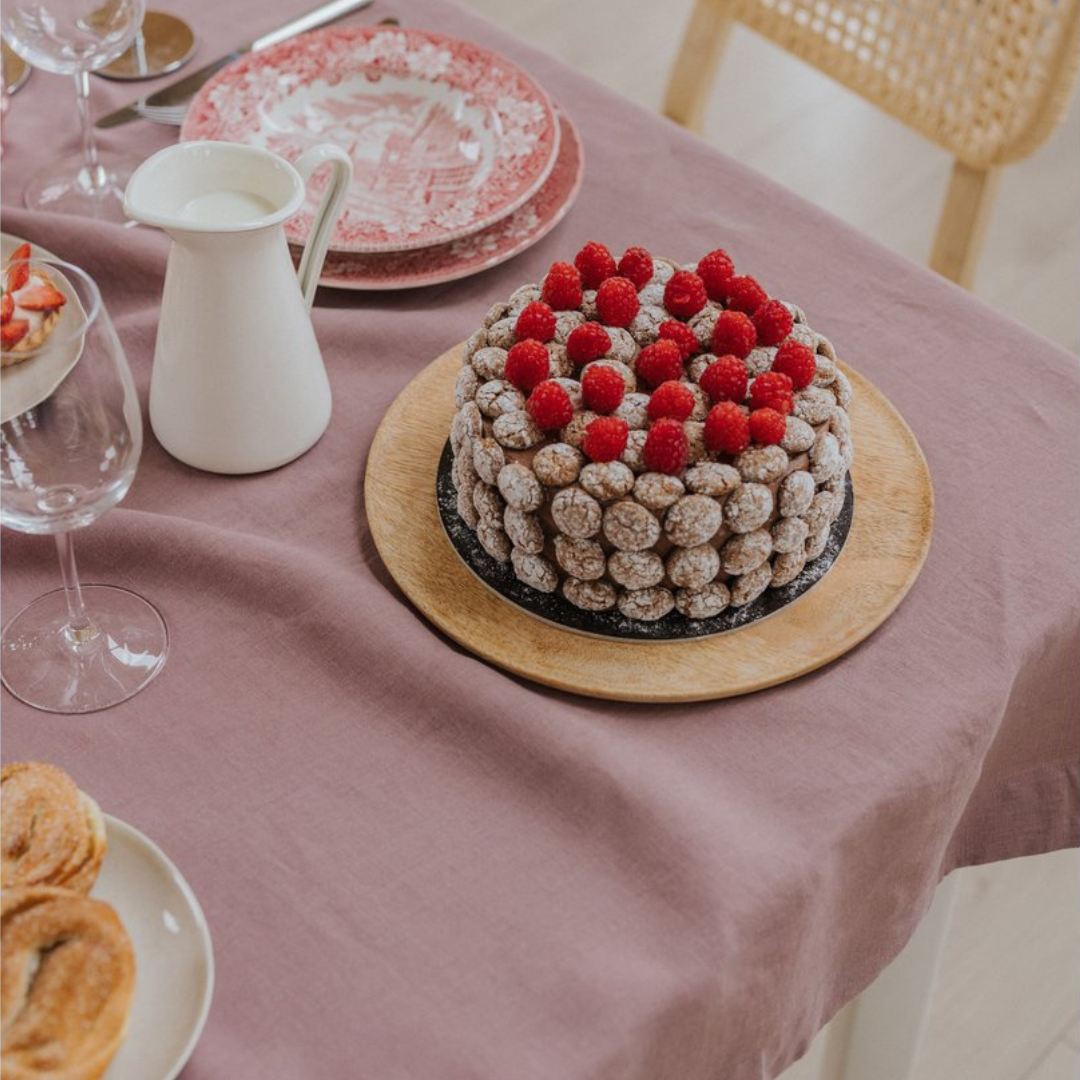 Pink linen tablecloth - Per piece