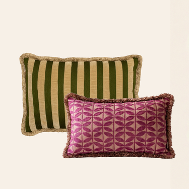 Kotabo sierkussenset Eef – Set van 2 kussens – Olive Oasis & Blushed Berry