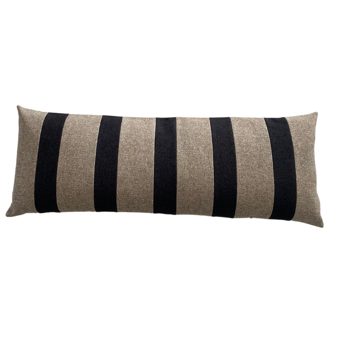 XL decorative cushion beige with black stripes