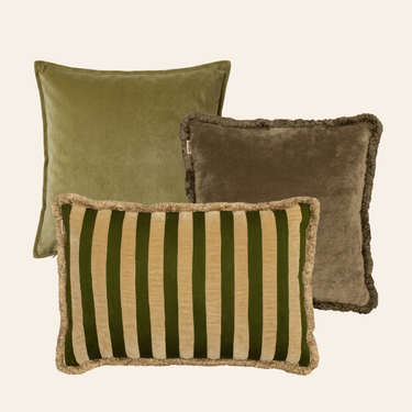 Kotabo sierkussenset Jasmin – Set van 3 kussens – Perfect Pistache & Olive Oasis