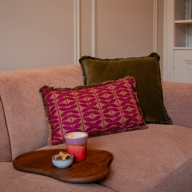 Kotabo sierkussenset Soof – Set van 2 kussens – Olive Oasis & Blushed Berry