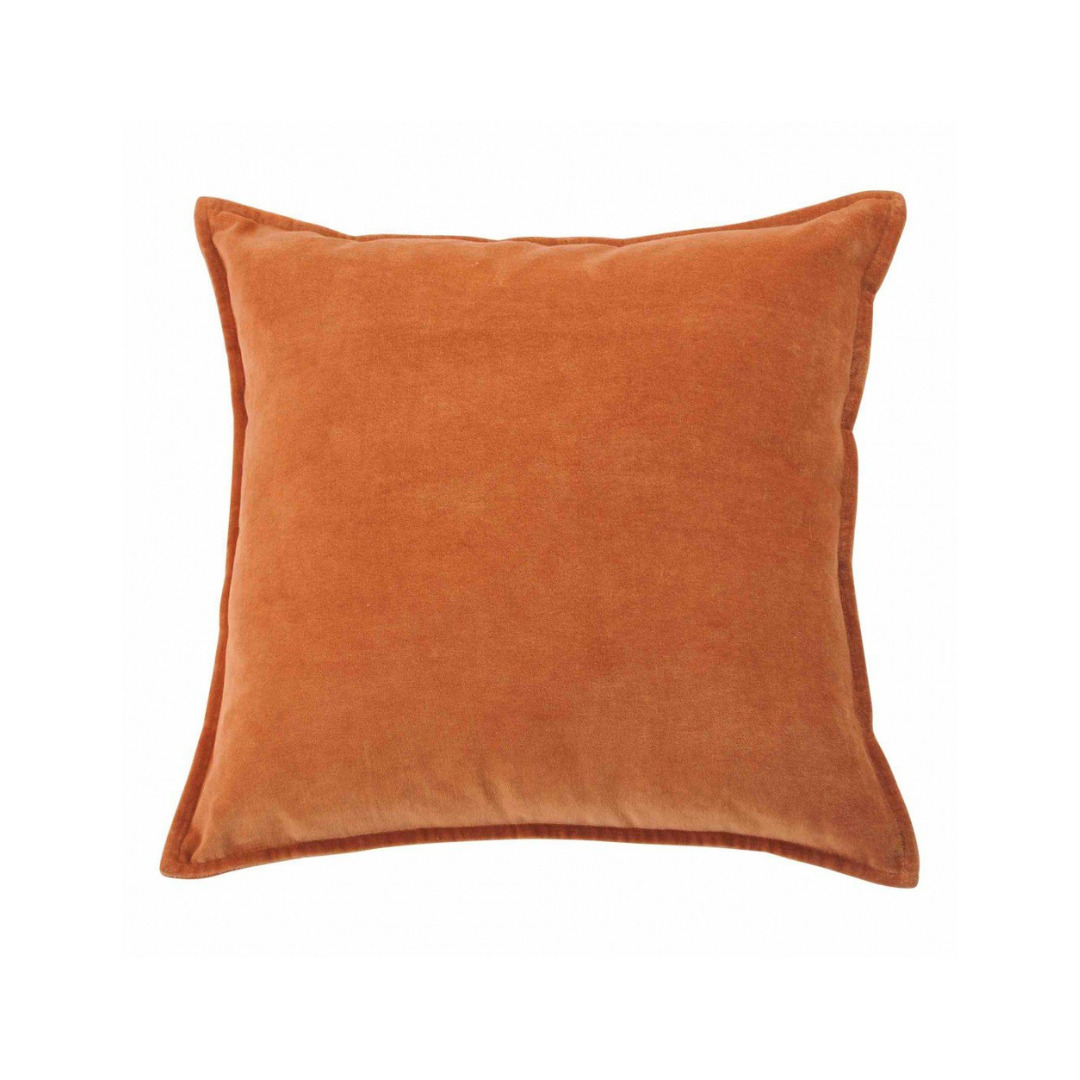 Decorative cushion dark orange velvet - 45x45 cm