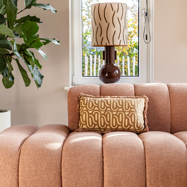 Kotabo sierkussen met swirl print en franjes – 30 x 50 cm – Bold Beige