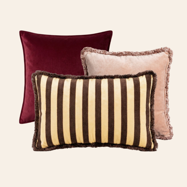 Kotabo sierkussenset Joy – Set van 3 kussens – Chocolate Chic, Pretty in Pink & Magical Mauve