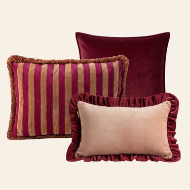 Kotabo sierkussenset Cam – Set van 3 kussens – Blushed Berry, Pretty in Pink & Magical Mauve