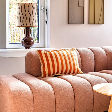 Kotabo sierkussen strepen met franjes – 40 x 60 cm – Oatmeal orange