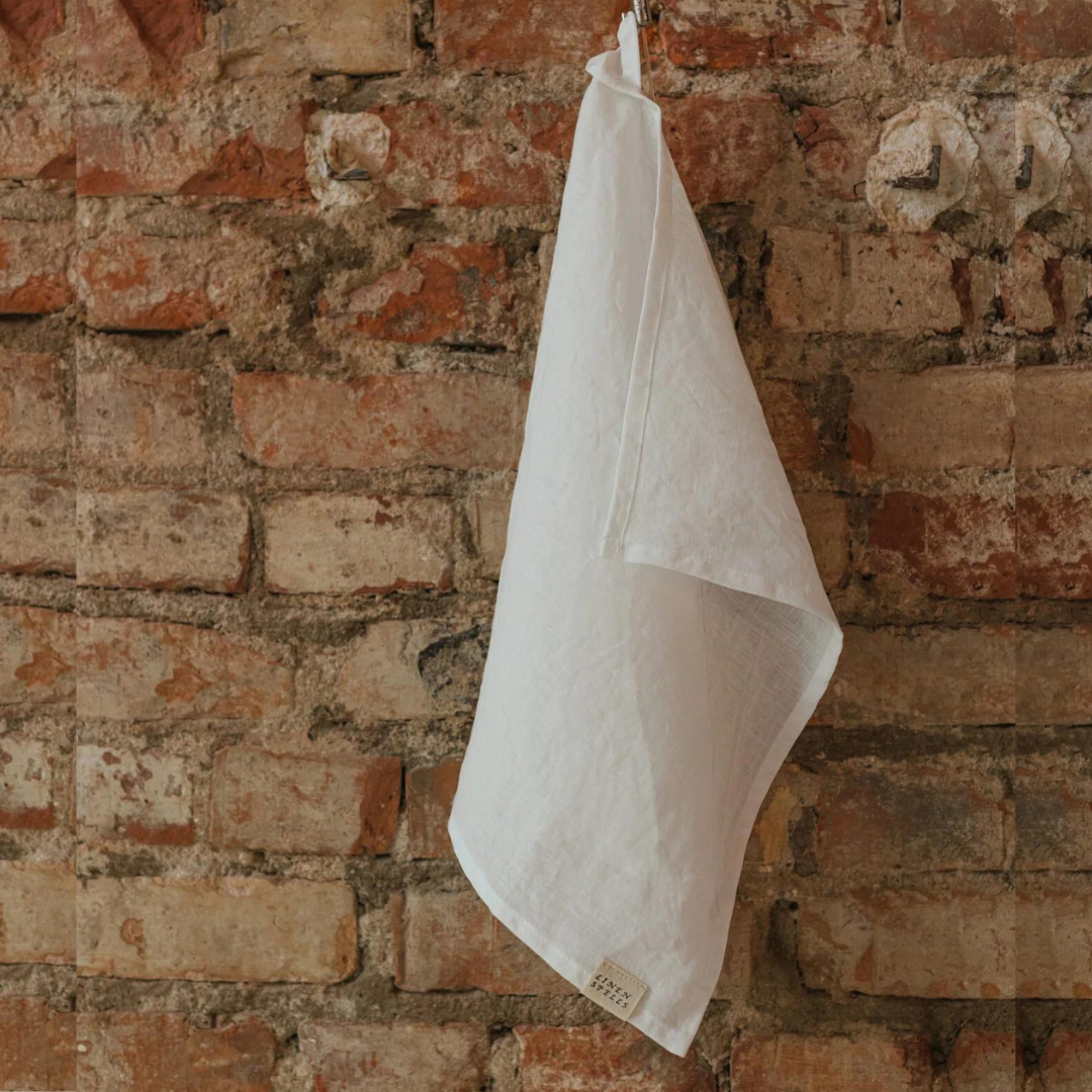 White linen tea towel - 40 x 65 cm