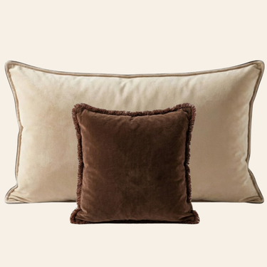 Kotabo sierkussenset Florica – Set van 2 kussens – Butter Beige & Chocolate Chic