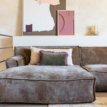 Kotabo sierkussenset Avira – Set van 2 kussens – Butter Beige, Olive Oasis & Plum Powder