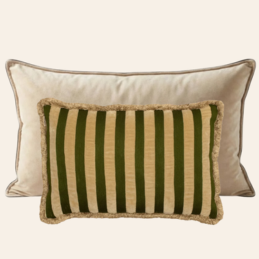 Kotabo sierkussenset Alicia – Set van 2 kussens – Butter Beige & Olive Oasis