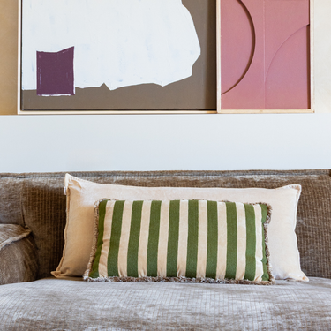 Kotabo sierkussenset Alicia – Set van 2 kussens – Butter Beige & Olive Oasis