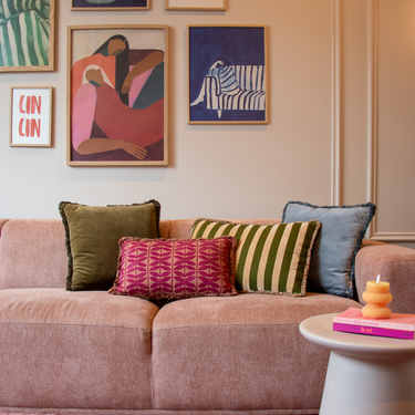 Kotabo sierkussen effen blauw met franjes – 45 x 45 cm – Burly blue