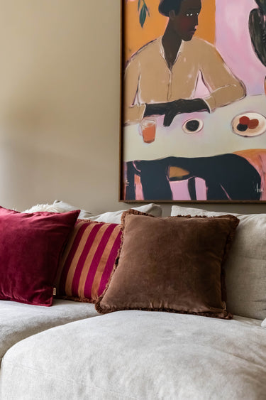 Kotabo Dekokissen, einfarbig braun mit Fransen – 45 x 45 cm – Chocolate Chic