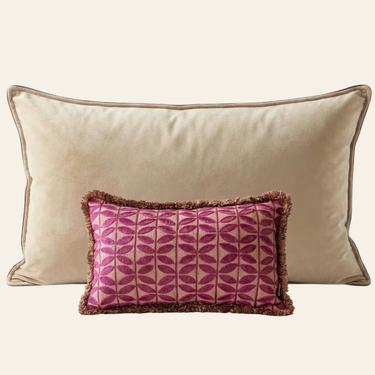 Kotabo Marley Decorative Cushion Set – Set of 2 Cushions – Butter Beige &amp; Blushed Berry