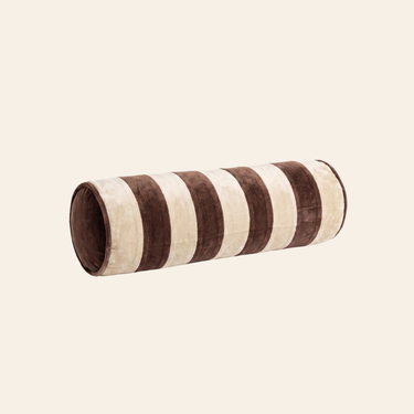 Kotabo bolsterkussen met strepen - 15 x 50 cm - Chocolate Chic & Butter Beige