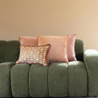 Kotabo sierkussenset Amber – Set van 3 kussens – Pretty in Pink, Bold Beige & Caramel Crunch