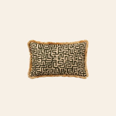 Kotabo Dekokissen mit griechischem Muster, grün mit Fransen – 30 x 50 cm – Olive Oasis