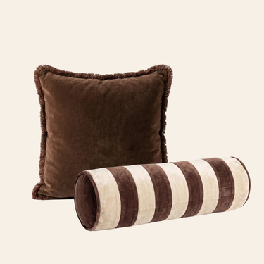 Kotabo sierkussenset Delilah – Set van 2 kussens – Chocolate Chic & Butter Beige