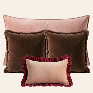 Kotabo sierkussenset Lillian – Set van 4 kussens – Pretty in Pink, Chocolate Chic & Pretty in Pink x Magical Mauve