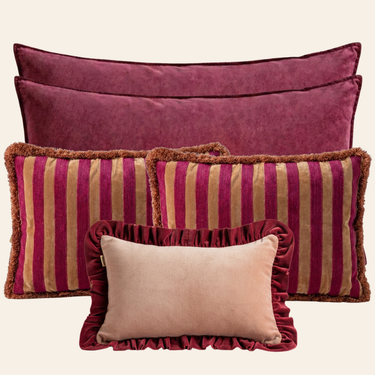 Kotabo sierkussenset Liva-June – Set van 5 kussens – Magical Mauve, Blushed Berry & Pretty in Pink