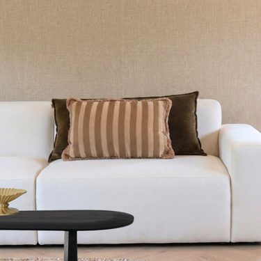 Kotabo Dekokissen-Set Loua – 2 Kissen – Olivgrün &amp; Kräftiges Beige