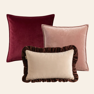 Kotabo sierkussenset Mila-Lizzy – Set van 3 kussens – Pretty in Pink, Magical Mauve & Butter Beige x Chocolate Chic