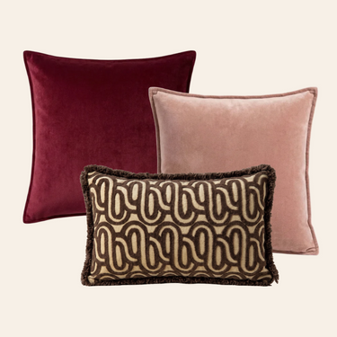 Kotabo sierkussenset Nola-June – Set van 3 kussens – Pretty in Pink, Magical Mauve & Chocolate Chic