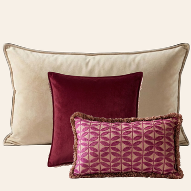 Kotabo dekorationskuddset Roos – Set med 3 kuddar – Butter Beige, Magical Mauve & Blushed Berry