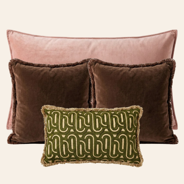 Kotabo sierkussenset Taylor – Set van 4 kussens – Pretty in Pink, Chocolate Chic & Olive Oasis