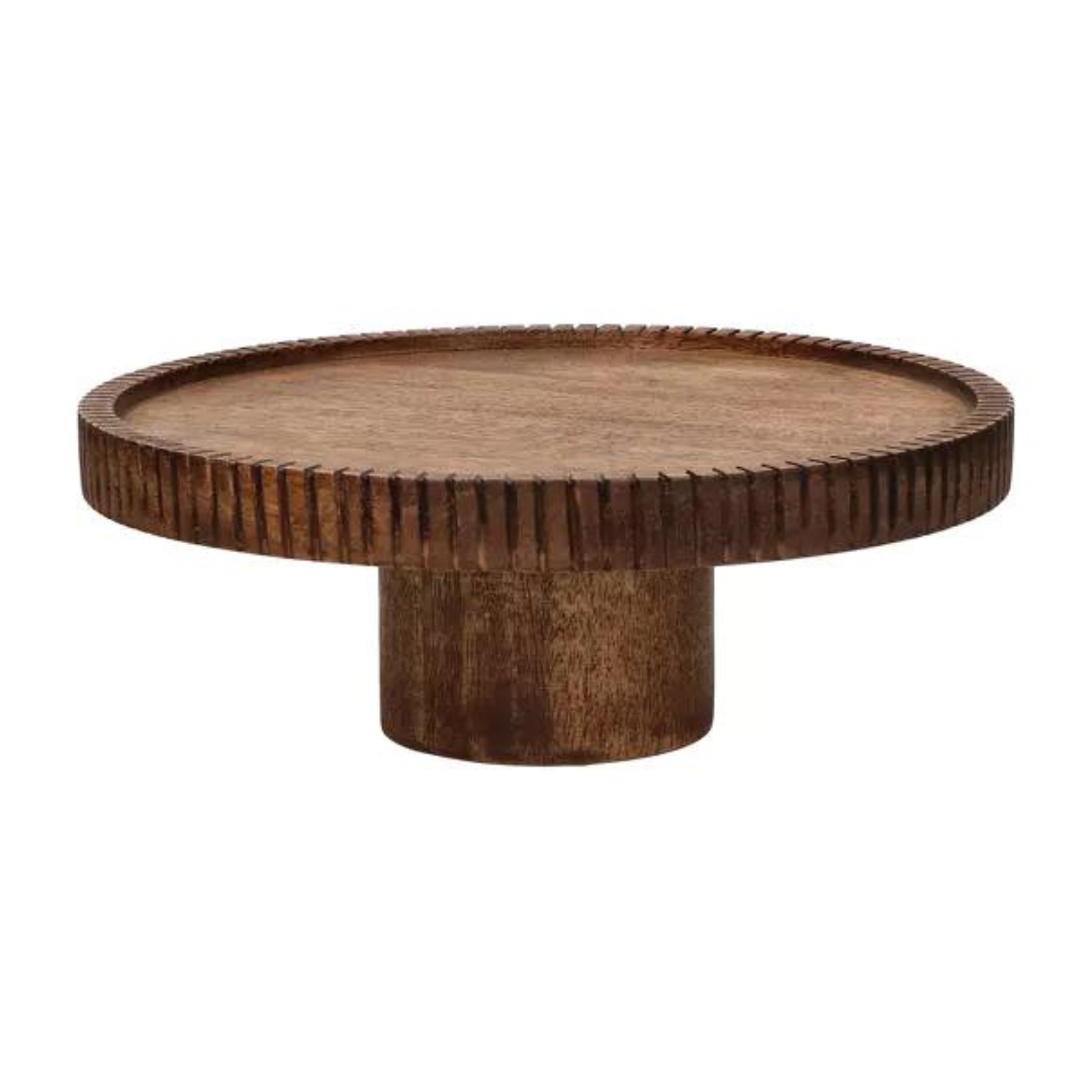 Cake tray/tray on foot made of mango wood in walnut colour XL - Per piece