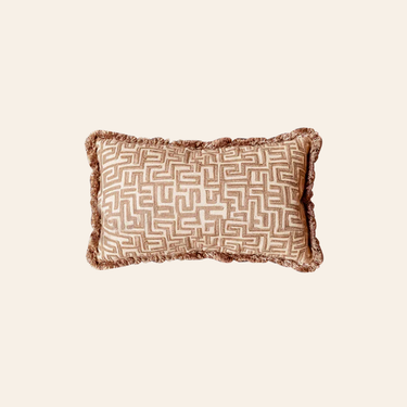 Kotabo decorative cushion beige with print and fringes – 30 x 50 cm – ''Bold Beige''