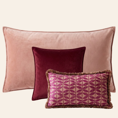 Kotabo Dekokissen-Set Abby – 3 Kissen – Rosa, Mauve &amp; Rosébeere