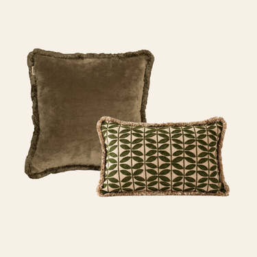 Kotabo Bobby Dekokissen-Set – 2 Kissen – Olivgrün &amp; Butterbeige