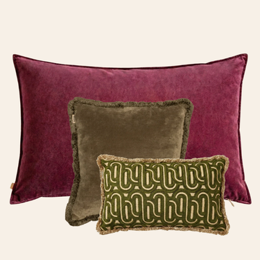 Kotabo Camille Dekokissen-Set – 3er-Set Kissen – Mauve &amp; Olive