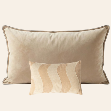 Kotabo Dekokissen-Set Ella – 2 Kissen – Butterbeige &amp; Kräftiges Beige