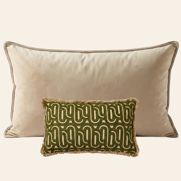 Kotabo Dekokissen-Set Fien – 2 Kissen – Butterbeige &amp; Olivgrün