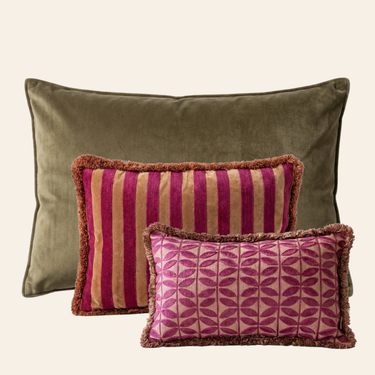Kotabo Flore Decorative Cushion Set – Set of 3 Cushions – Olive Oasis &amp; Blushed Berry
