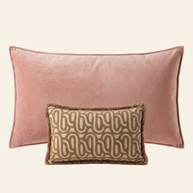 Kotabo Dekokissen-Set Jill – 2 Kissen – Rosa &amp; Kräftiges Beige