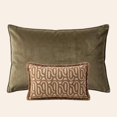 Kotabo Lina Dekokissen-Set – 2 Kissen – Olivgrün &amp; Beige