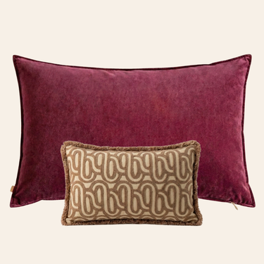 Kotabo Lizzy Decorative Cushion Set – Set of 2 Cushions – Mauve &amp; Beige