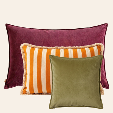 Kotabo sierkussenset Mara – Set van 3 kussens – Magical Mauve, Oatmeal Orange & Perfect Pistache