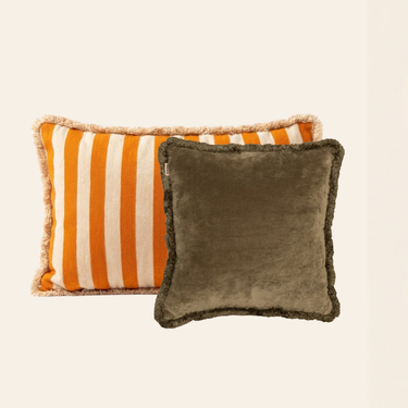 Kotabo Maxime Decorative Cushion Set – Set of 2 Cushions – Olive Oasis &amp; Oatmeal Orange