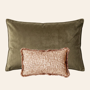 Kotabo decorative cushion set Meau – Set of 2 cushions – Olive Oasis &amp; Bold Beige