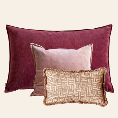 Kotabo sierkussenset Milou – Set van 3 kussens – Mauve, Pink & Beige