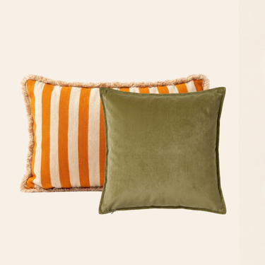 Kotabo Noor Decorative Cushion Set – Set of 2 Cushions – Perfect Pistachio &amp; Oatmeal Orange